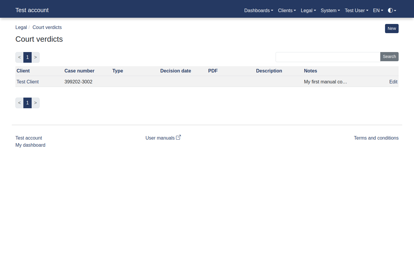 How to add a court verdict? 15