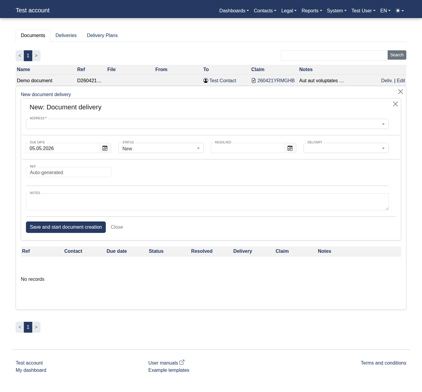 How to add a new document delivery? 14