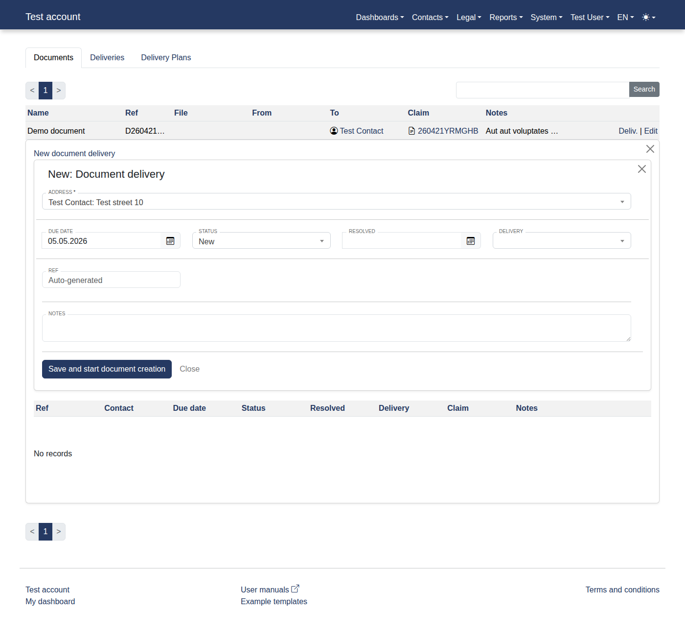 How to add a new document delivery? 16