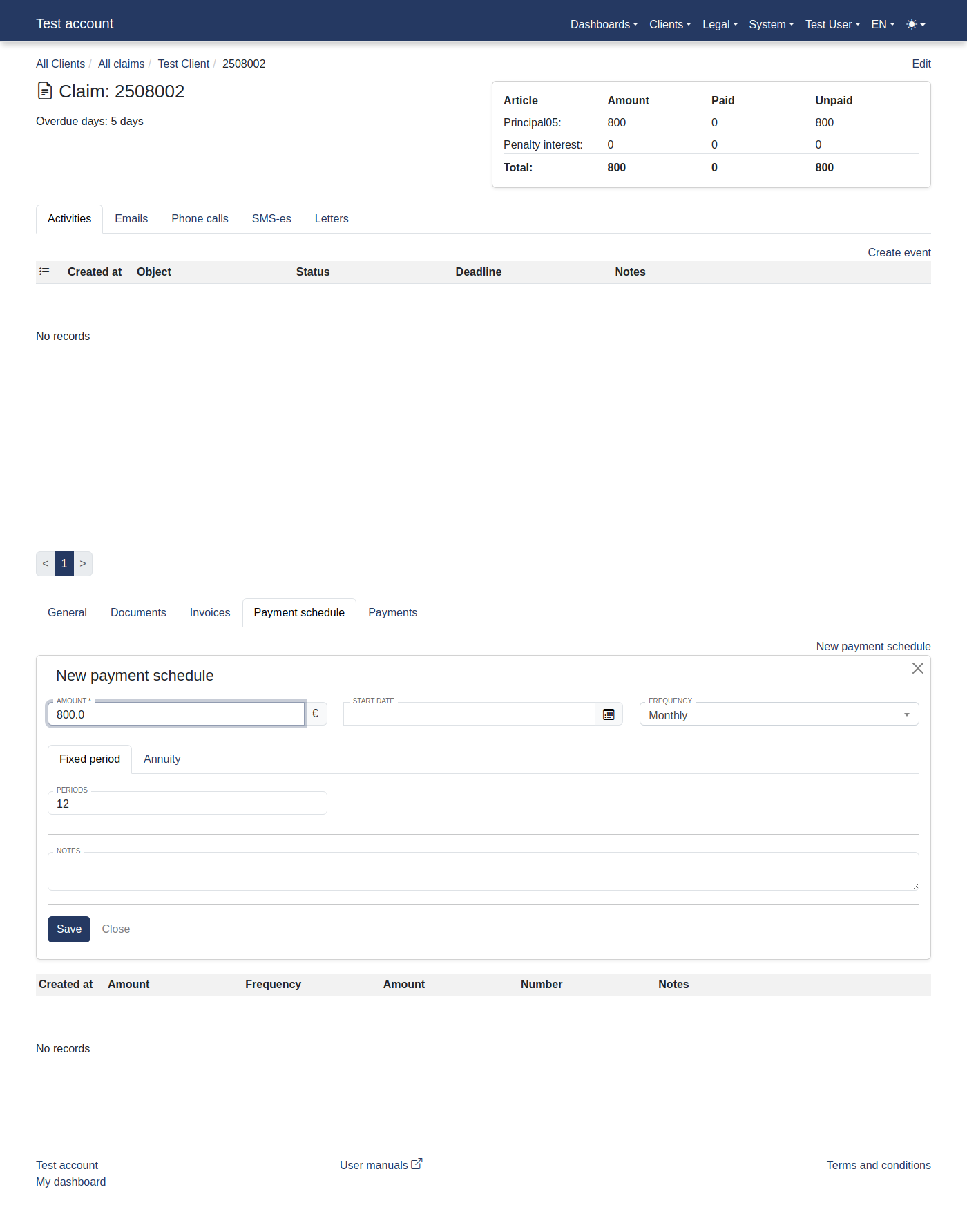 How to add a new payment schedule as a user? 18