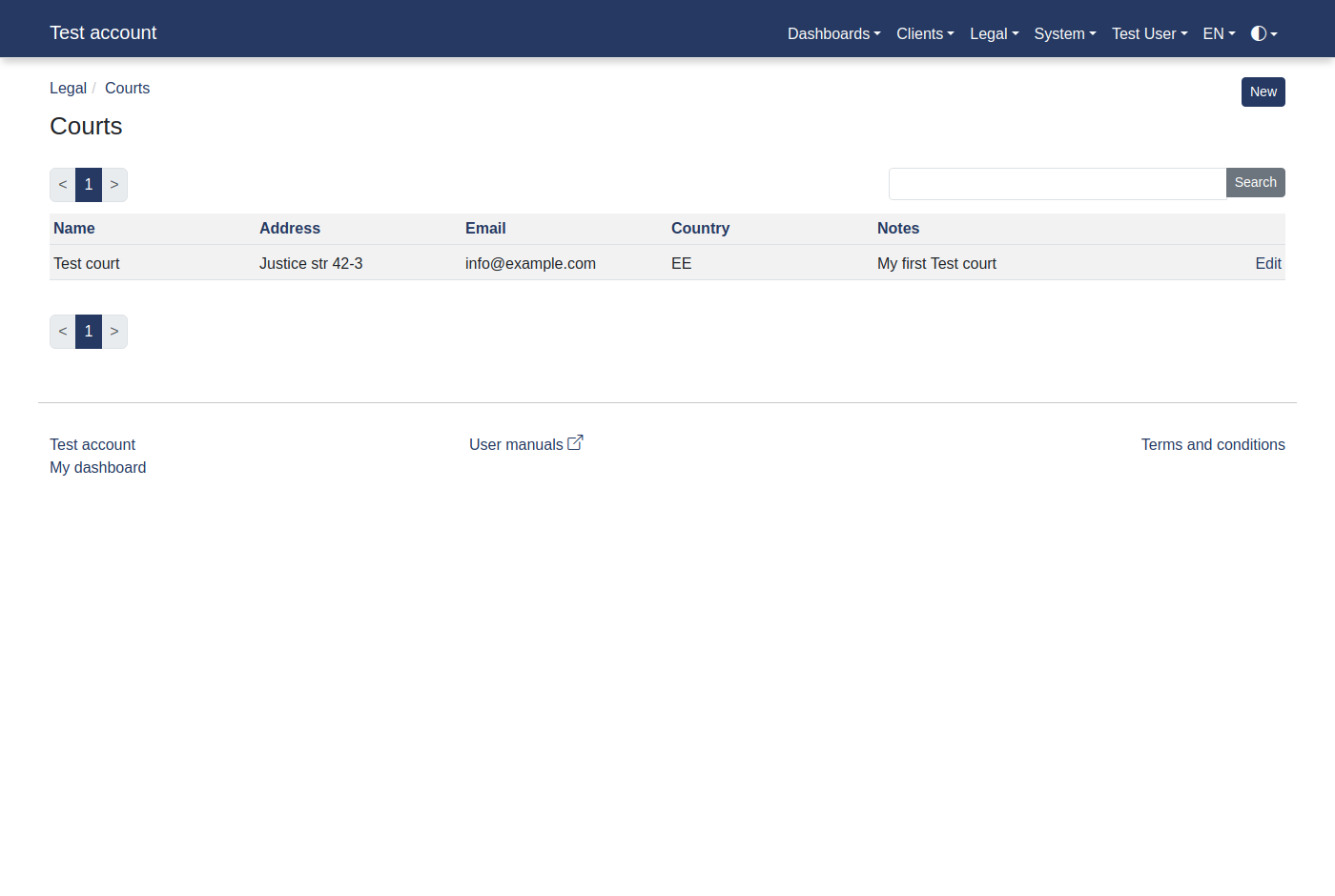 How to manage a court info? 16